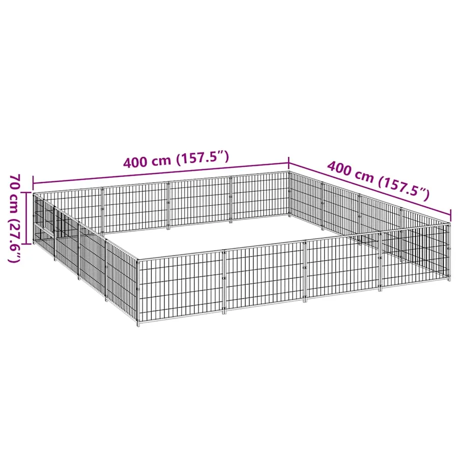Chenil Noir 16 m² Acier - 7