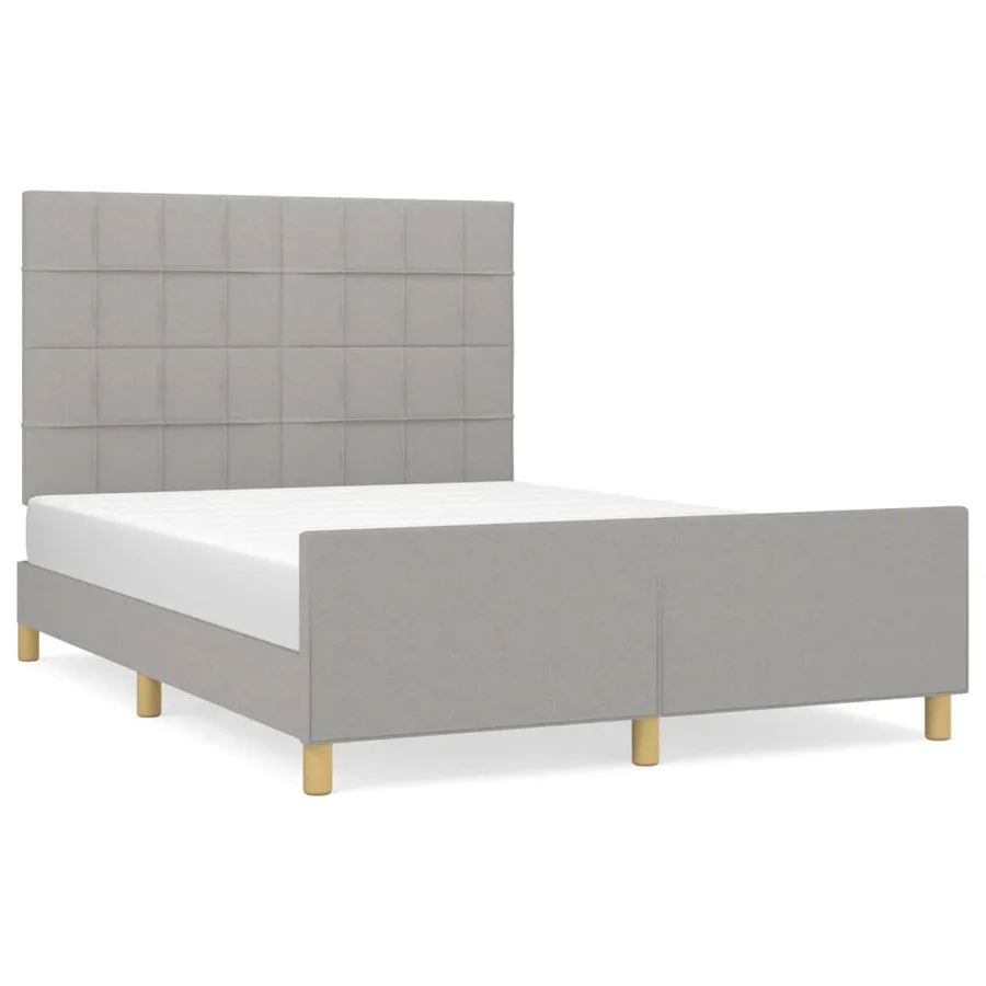 Cadre de lit sans matelas gris clair 140x200 cm tissu - 2