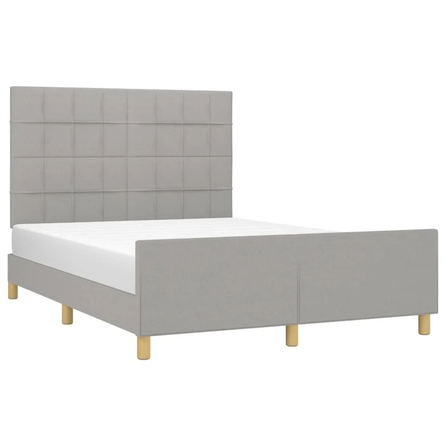 Cadre de lit sans matelas gris clair 140x200 cm tissu - 3