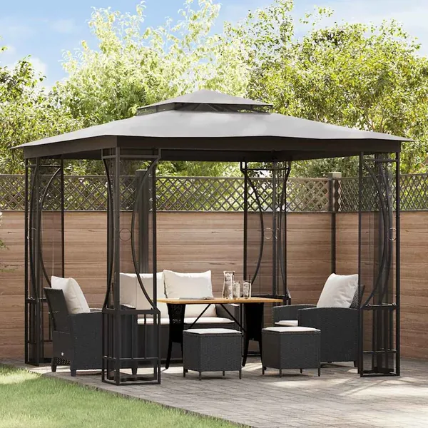 Tonnelle avec moustiquaire 300x300x265 cm Anthracite