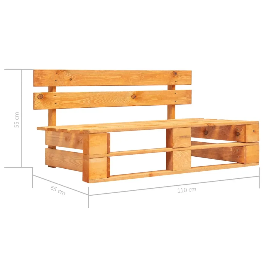 Banc palette de jardin bois marron miel - 5
