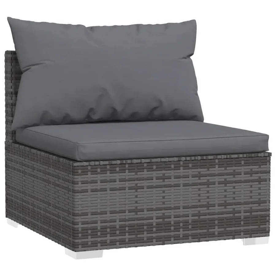 Salon de jardin 9 pcs avec coussins Résine tressée Gris - 4