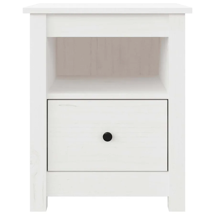 Table de chevet Blanc 40x35x49 cm Bois de pin massif - 5