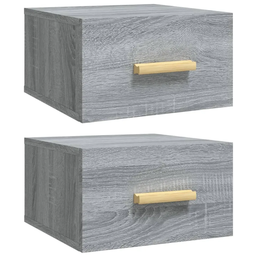 Tables de chevet murales 2 pcs sonoma gris 35x35x20 cm - 2
