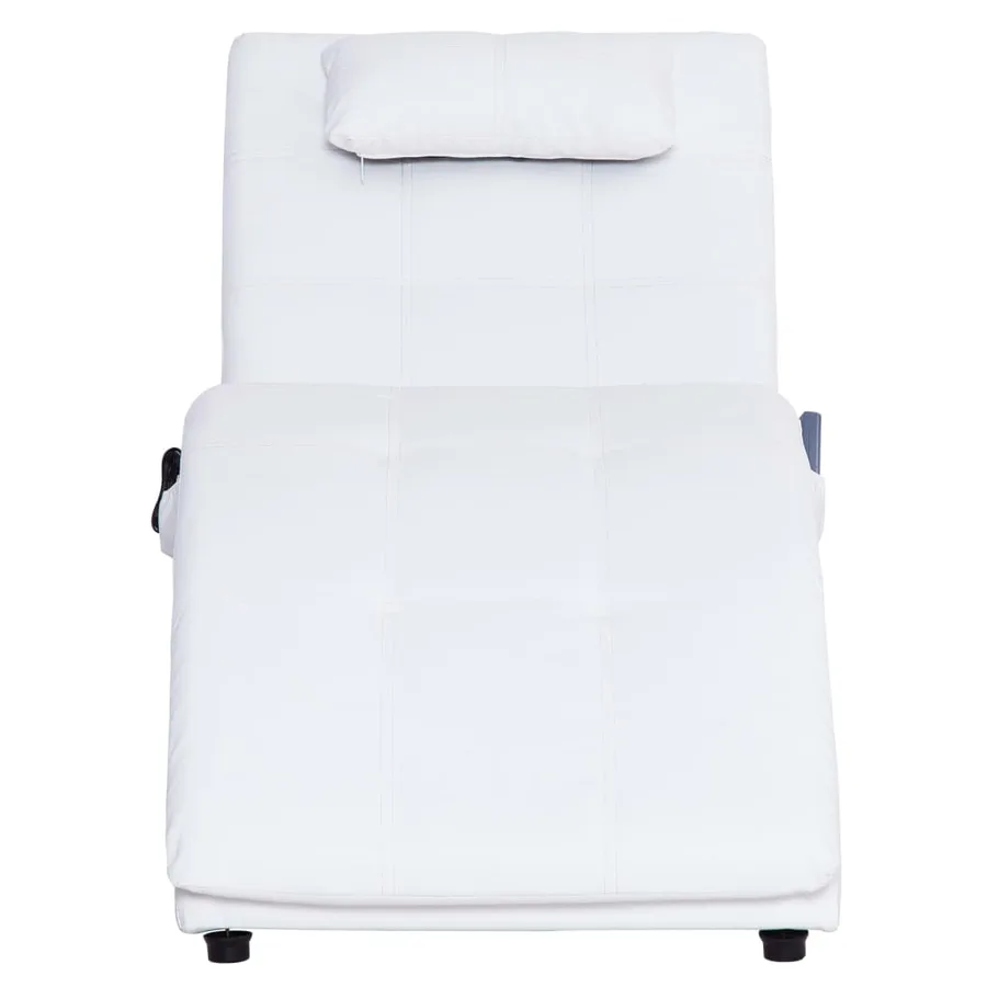 Chaise longue de massage avec oreiller Blanc Similicuir - 5