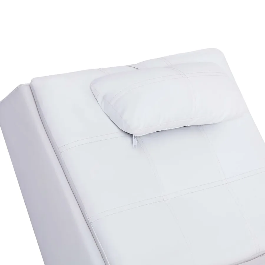 Chaise longue de massage avec oreiller Blanc Similicuir - 6