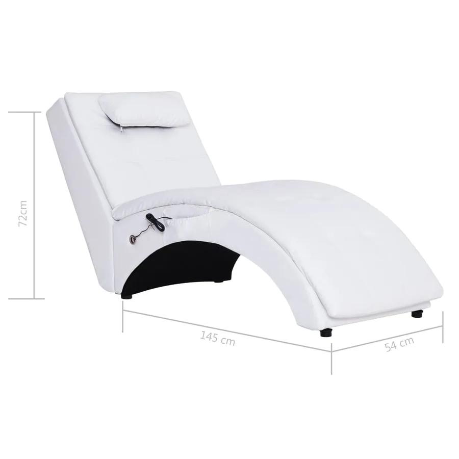 Chaise longue de massage avec oreiller Blanc Similicuir - 9