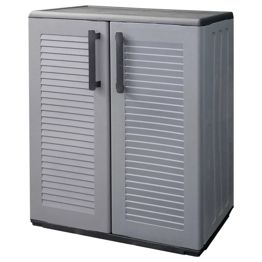 Armoire de rangement de jardin Gris et noir 68x37x84 cm PP - 2