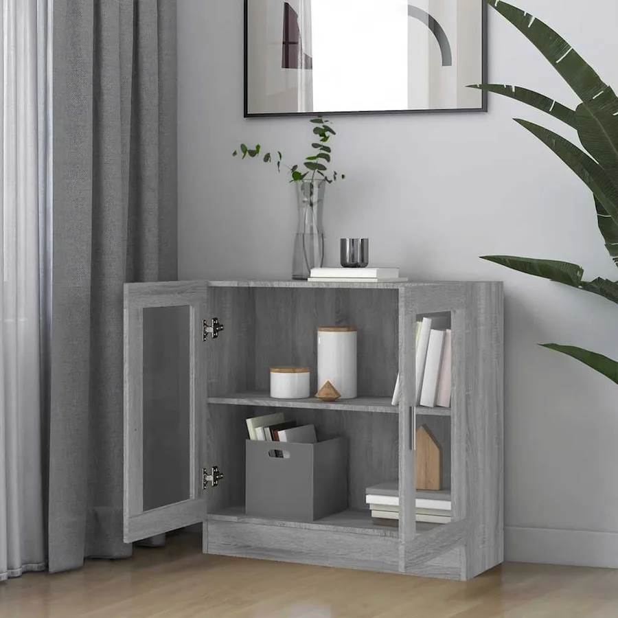 Armoire à vitrine Sonoma gris 82,5x30,5x80 cm Bois d'ingénierie - 3