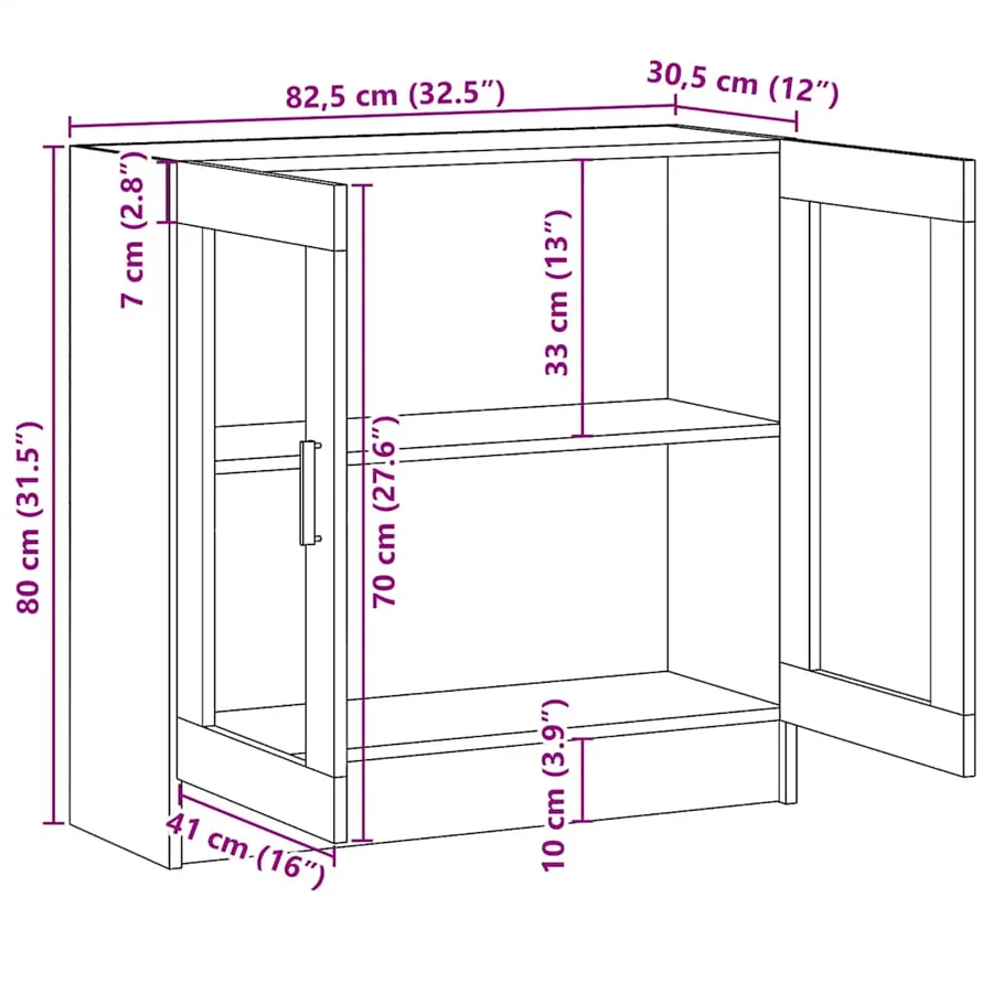 Armoire à vitrine Sonoma gris 82,5x30,5x80 cm Bois d'ingénierie - 9