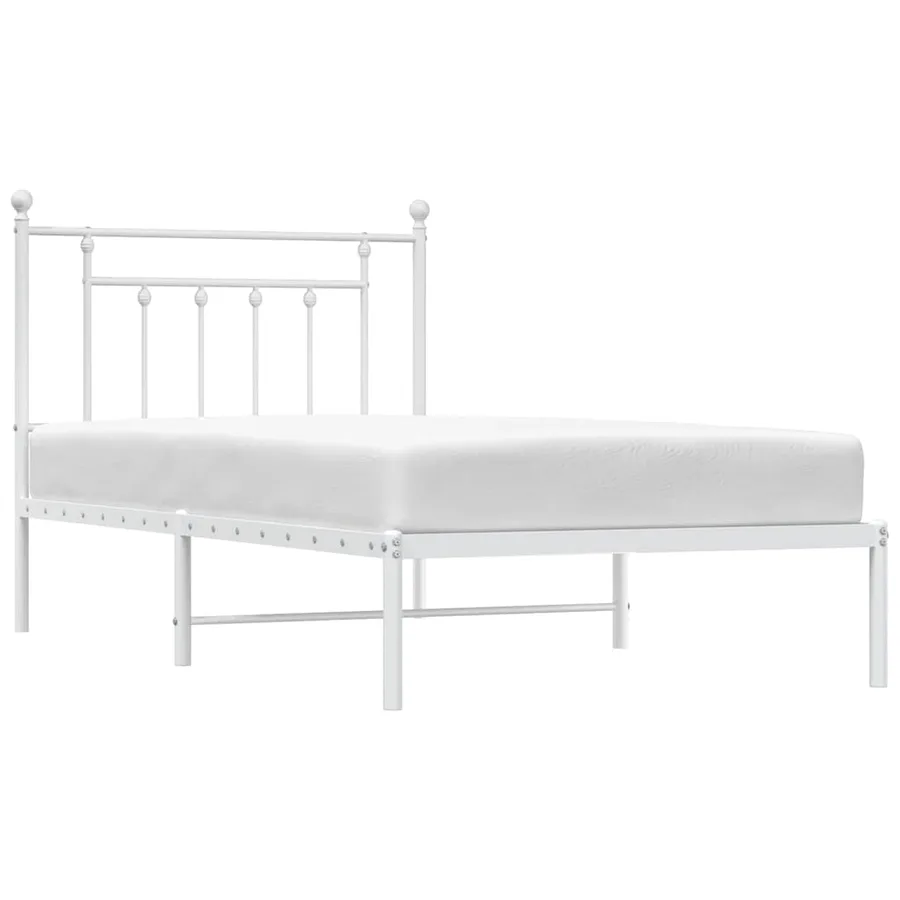 Cadre de lit métal sans matelas et tête de lit blanc 100x190 cm - 5