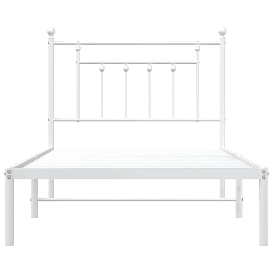 Cadre de lit métal sans matelas et tête de lit blanc 100x190 cm - 6