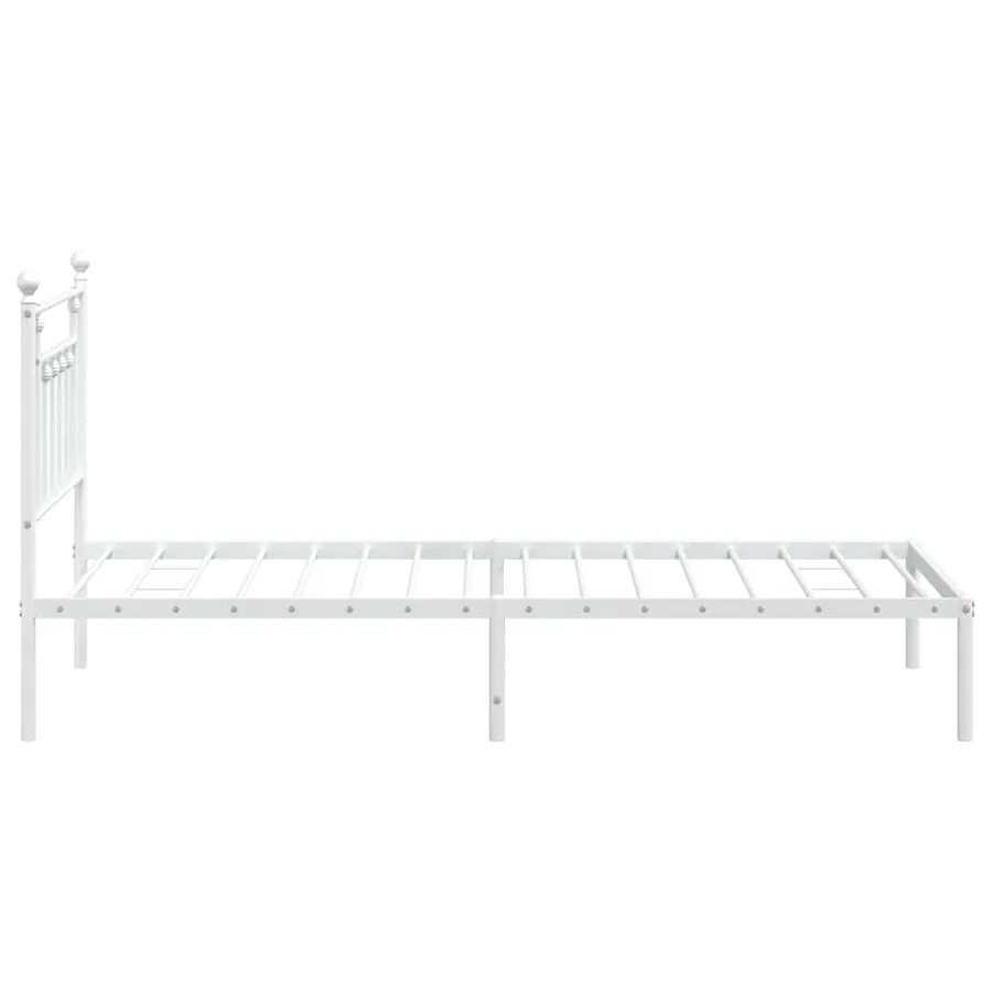 Cadre de lit métal sans matelas et tête de lit blanc 100x190 cm - 7