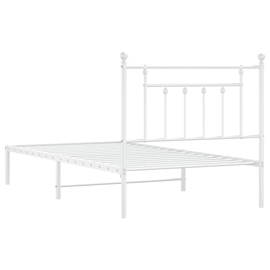 Cadre de lit métal sans matelas et tête de lit blanc 100x190 cm - 8