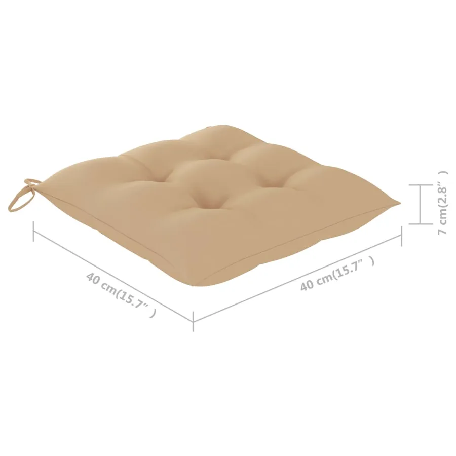 Chaises de jardin avec coussins beige lot de 8 Bois teck massif - 15
