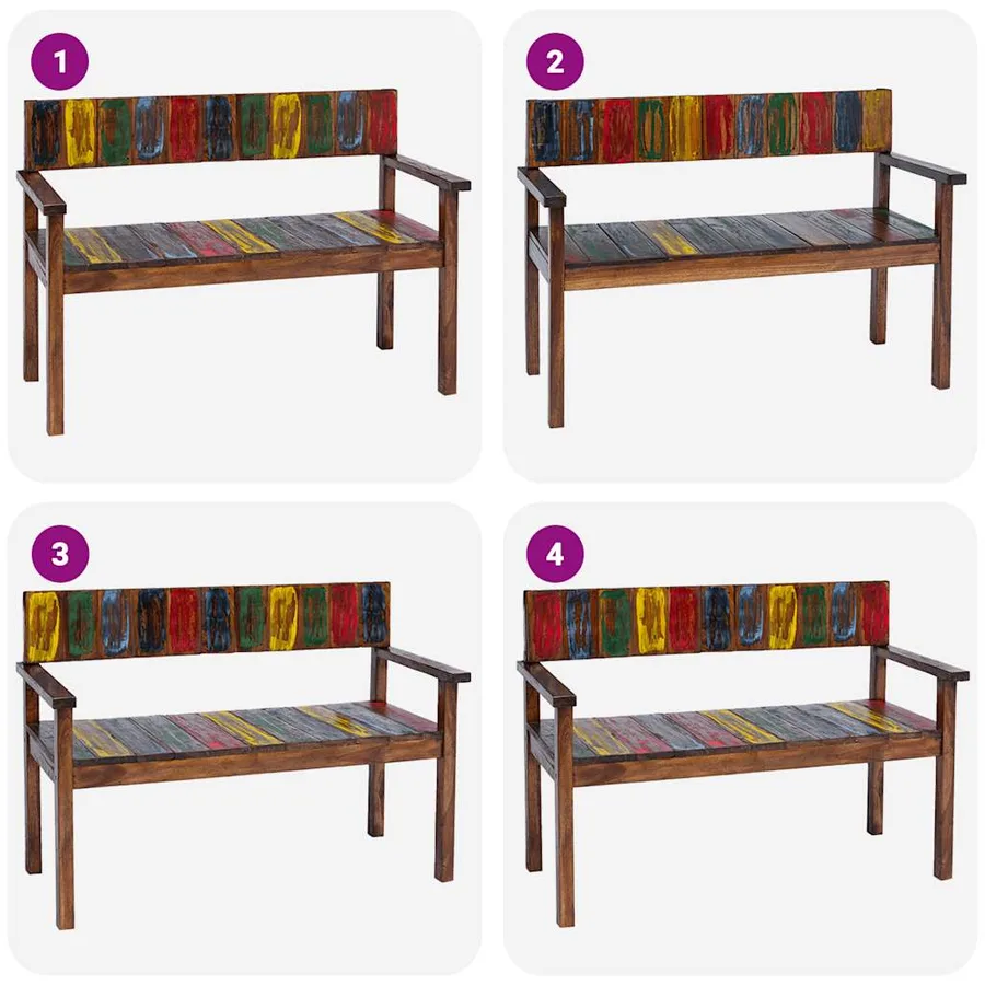 Chaises à manger lot de 4 bois de récupération solide - 3
