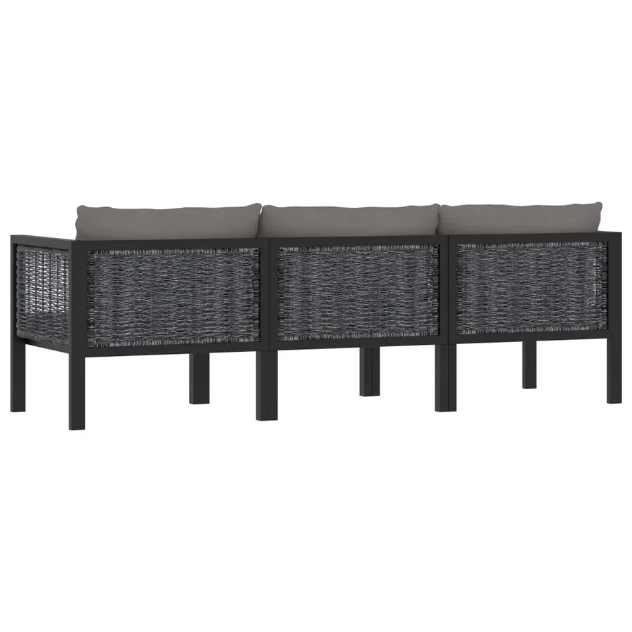 Canapé à 3 places avec coussins Anthracite Résine tressée - 3