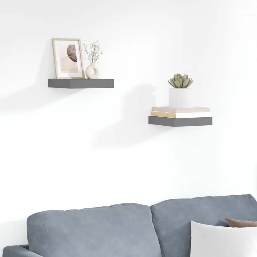 Étagère murale flottante 2 pcs Gris brillant 23x23,5x3,8 cm MDF