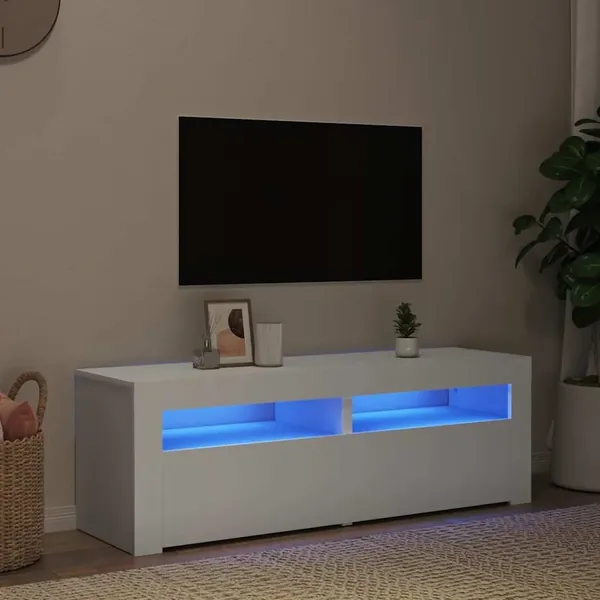 Meuble TV avec lumières LED blanc 120x35x40 cm