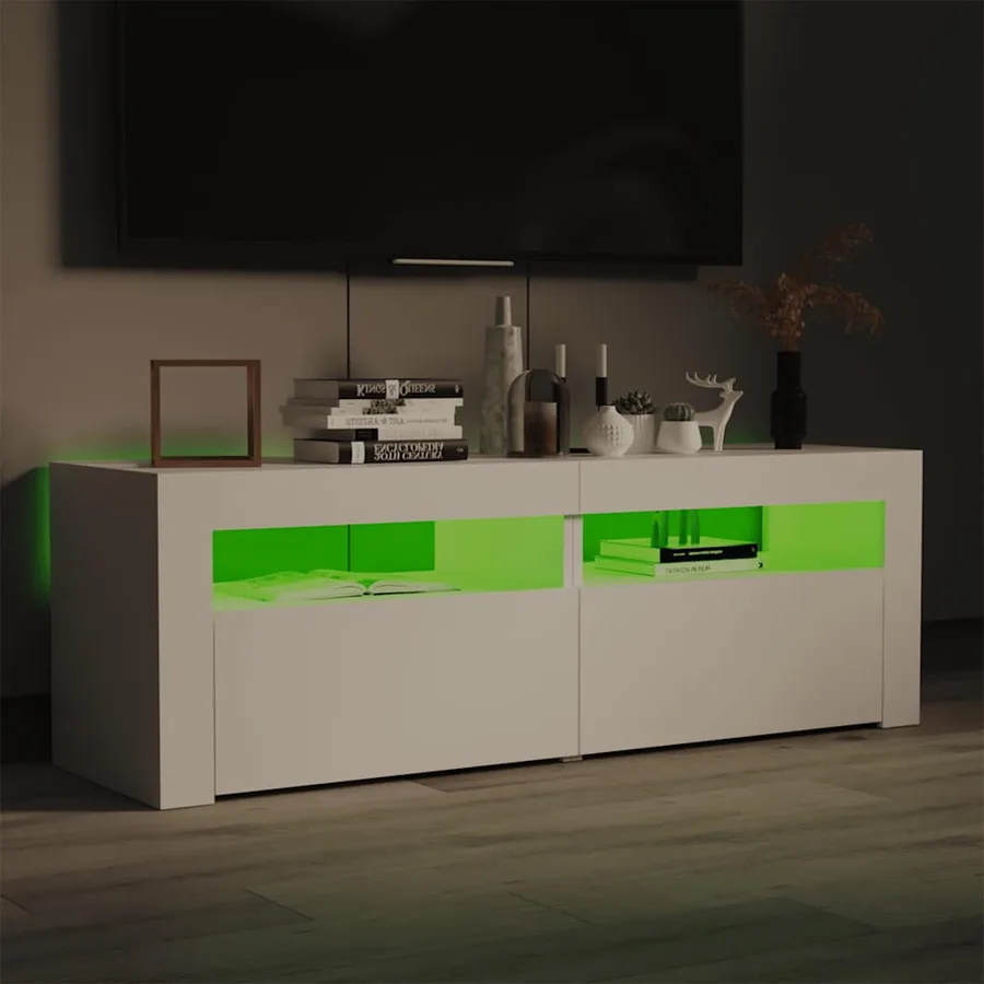Meuble TV avec lumières LED blanc 120x35x40 cm - 3
