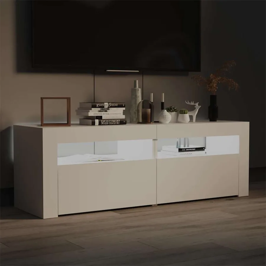 Meuble TV avec lumières LED blanc 120x35x40 cm - 5