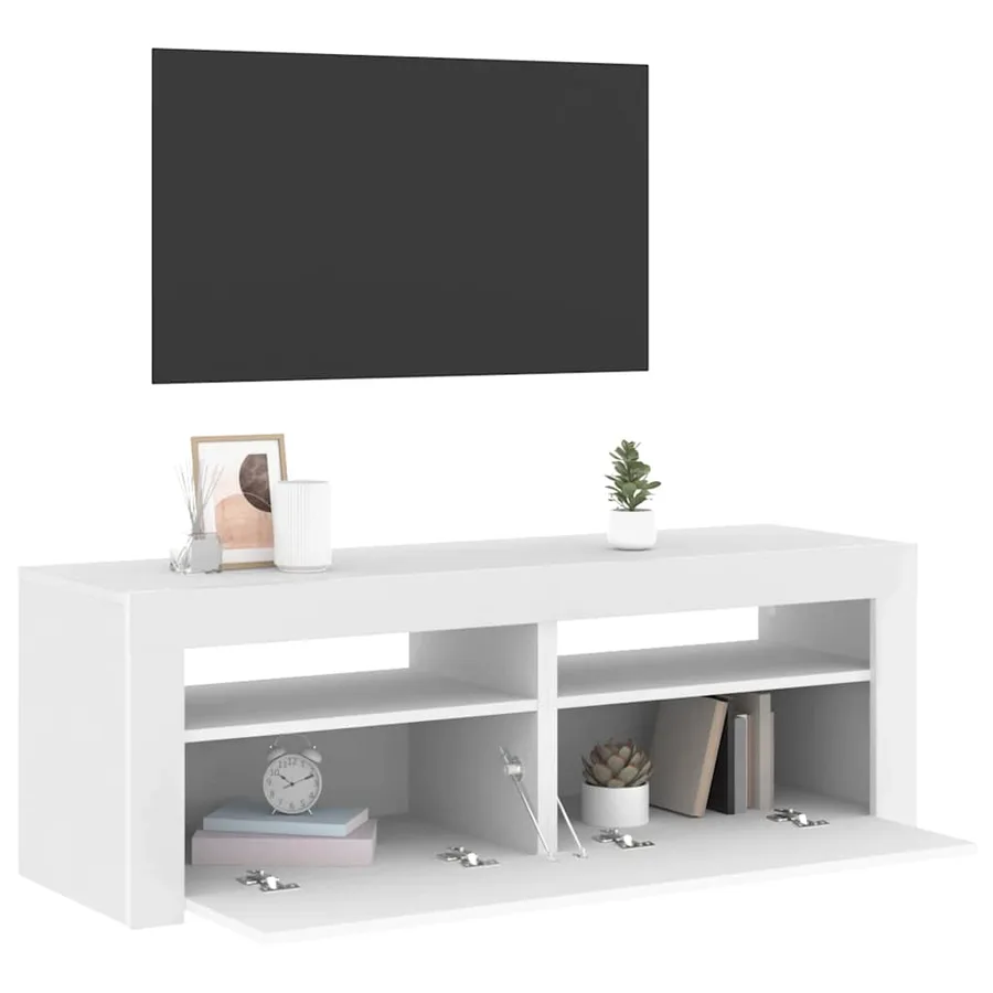 Meuble TV avec lumières LED blanc 120x35x40 cm - 6
