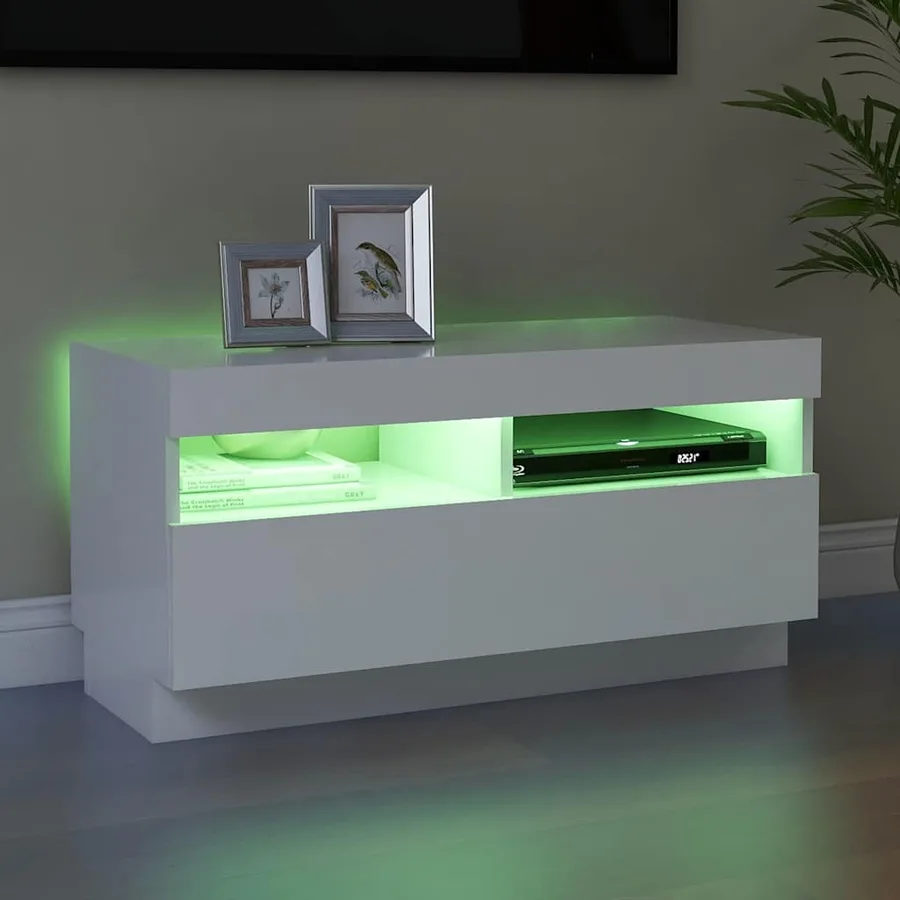 Meuble TV avec lumières LED blanc 80x35x40 cm - 4
