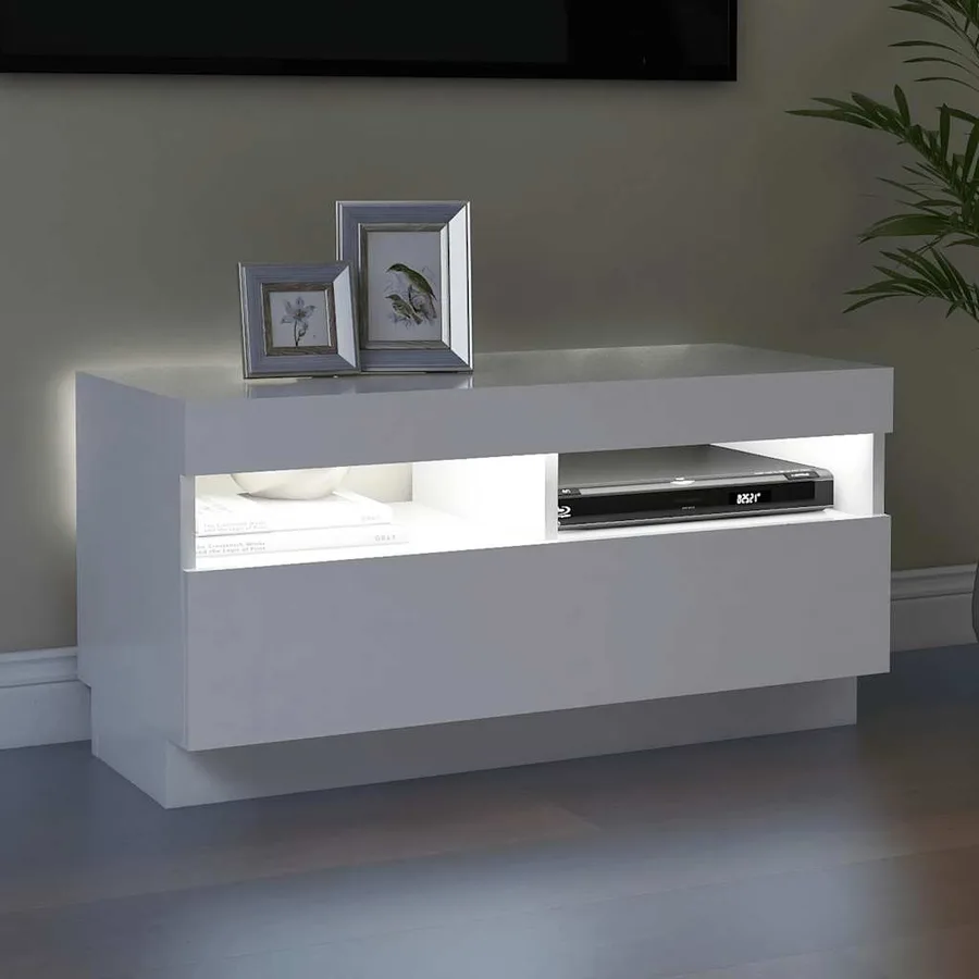 Meuble TV avec lumières LED blanc 80x35x40 cm - 5