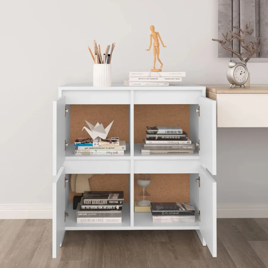 Buffet Blanc 70x41x75 cm Bois d'ingénierie - 9