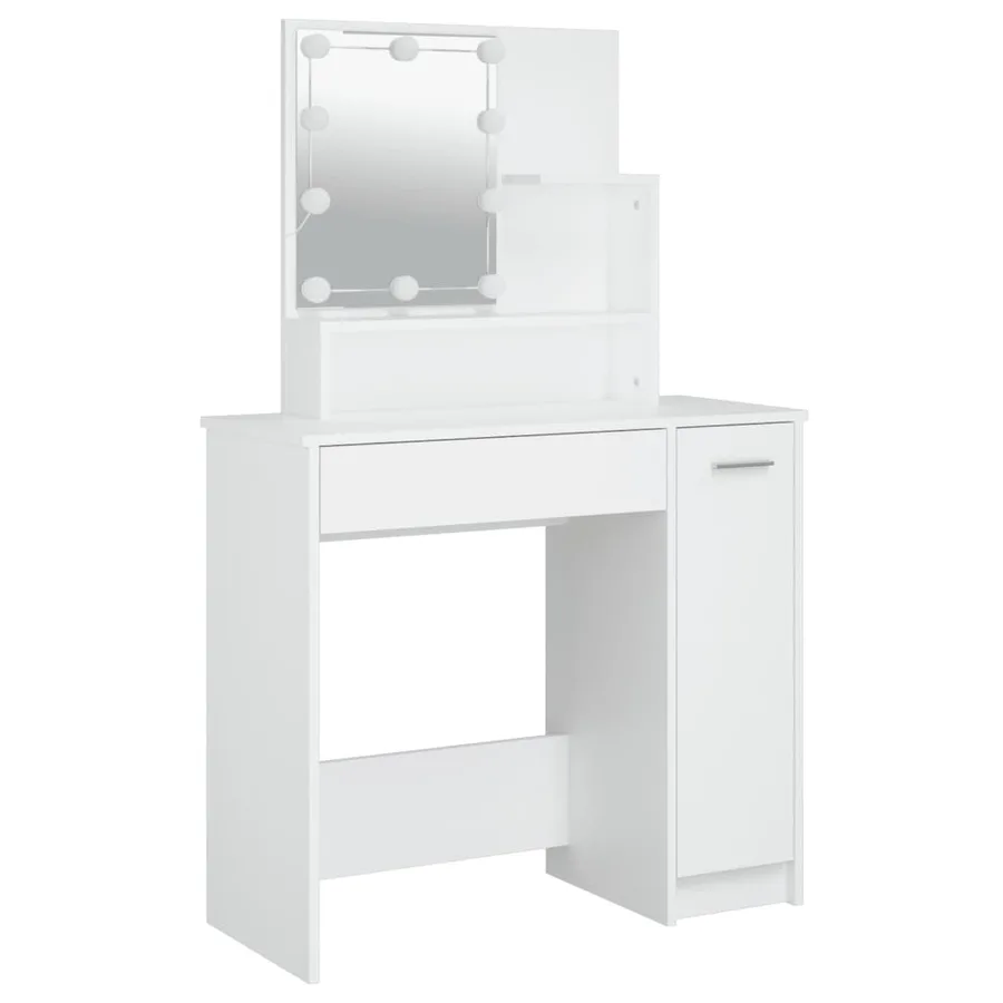 Ensemble de coiffeuse avec LED Blanc Bois d'ingénierie - 7