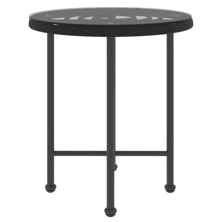 Table de salle à manger Noir Ø50 cm Verre trempé et acier - 3