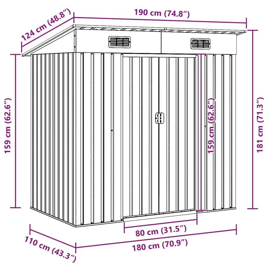 Abri de jardin Anthracite Acier - 11