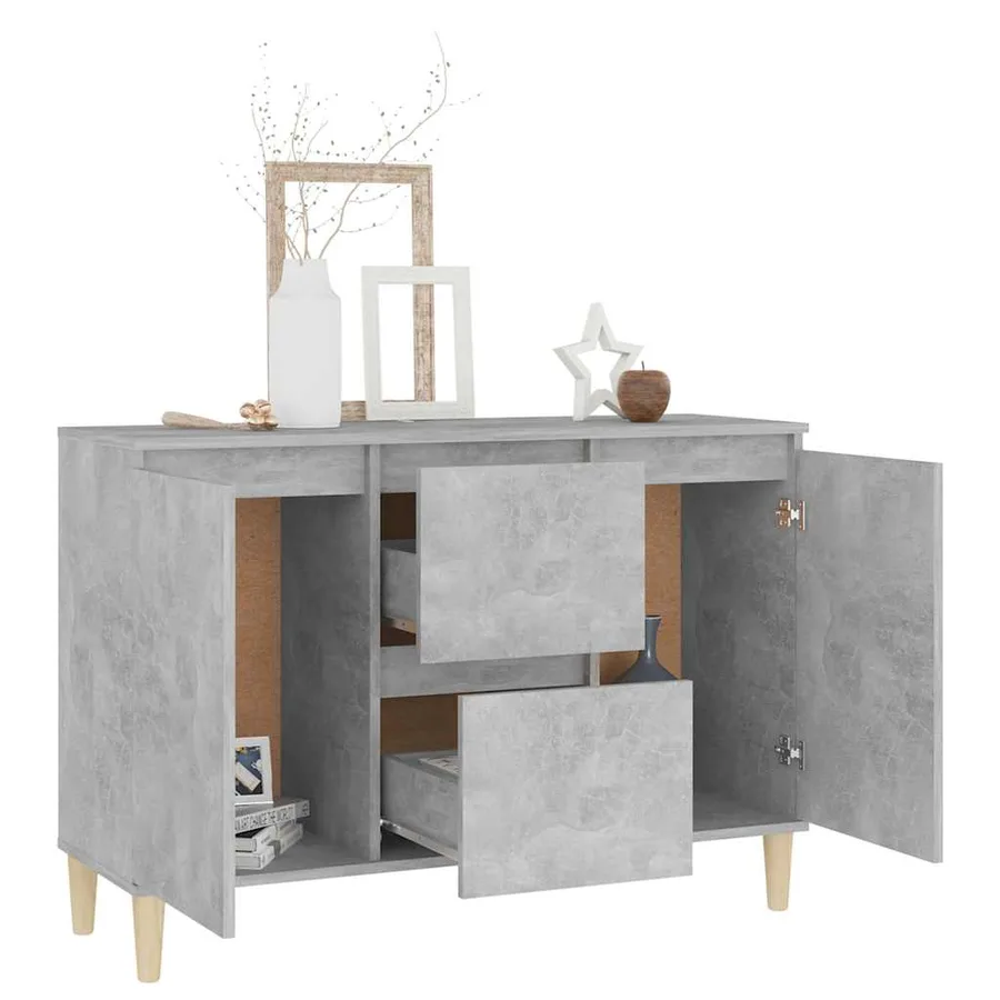 Buffet gris béton 101x35x70 cm bois d'ingénierie - 3