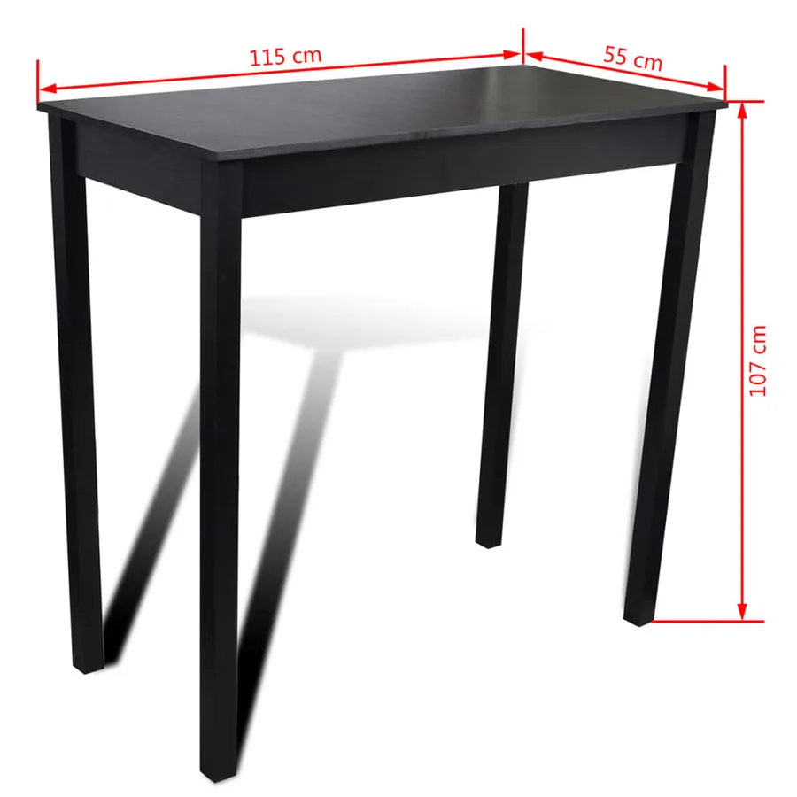 Set de 1 table de bar et 4 tabourets noir - 7