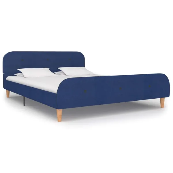 Cadre de lit sans matelas bleu tissu 140x200 cm