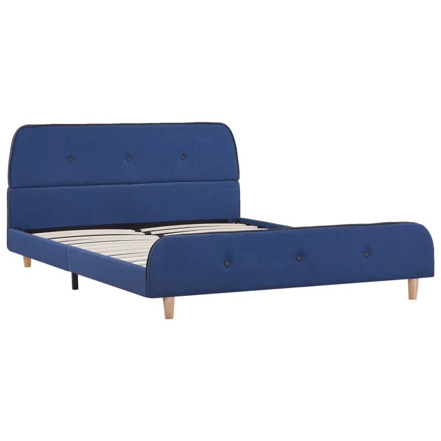 Cadre de lit sans matelas bleu tissu 140x200 cm - 2