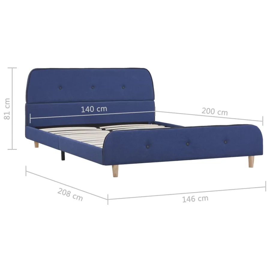 Cadre de lit sans matelas bleu tissu 140x200 cm - 6