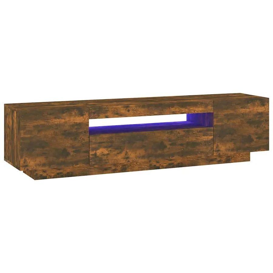 Meuble TV avec lumières LED Chêne fumé 160x35x40 cm - 2