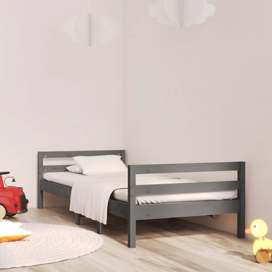 Cadre de lit sans matelas gris 90x200 cm bois de pin massif