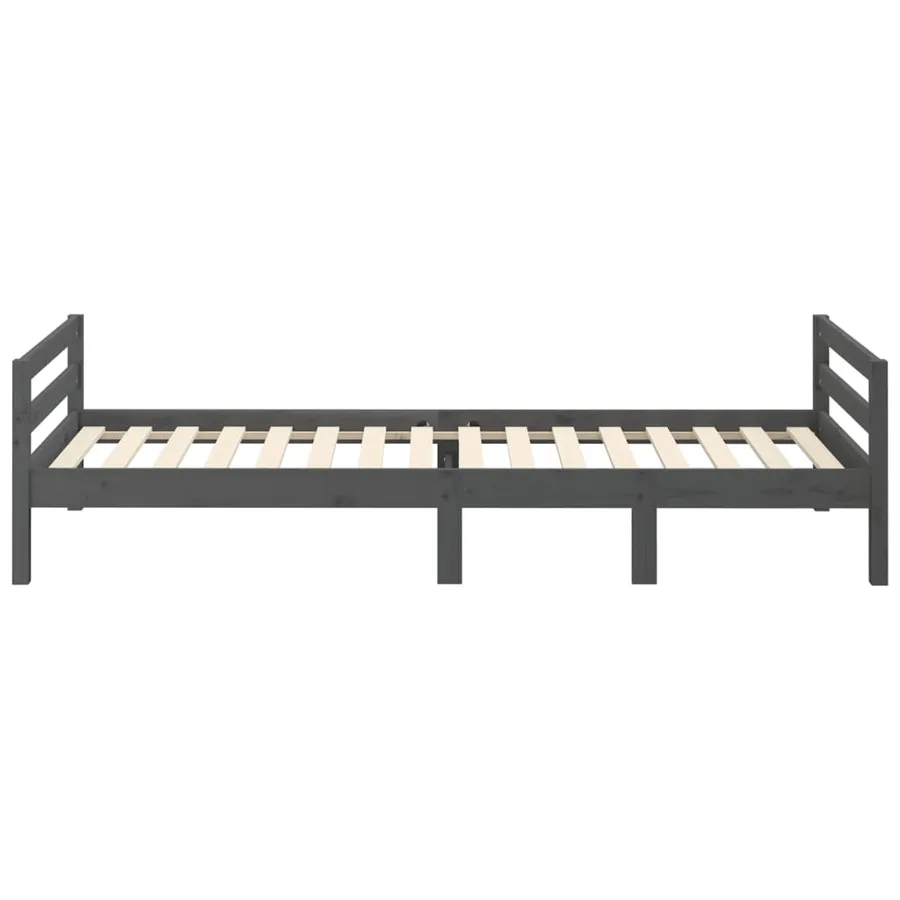 Cadre de lit sans matelas gris 90x200 cm bois de pin massif - 6