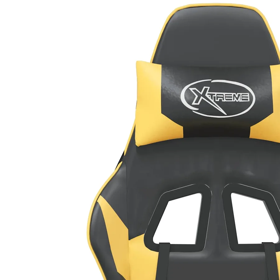 Chaise de jeu de massage et repose-pied Noir doré Similicuir - 10
