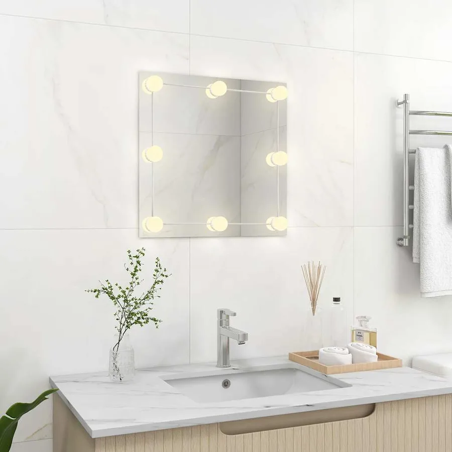 Miroir mural avec lampes LED Carré Verre - 3