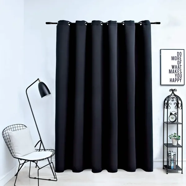 Rideau occultant avec anneaux en métal Noir 290x245 cm