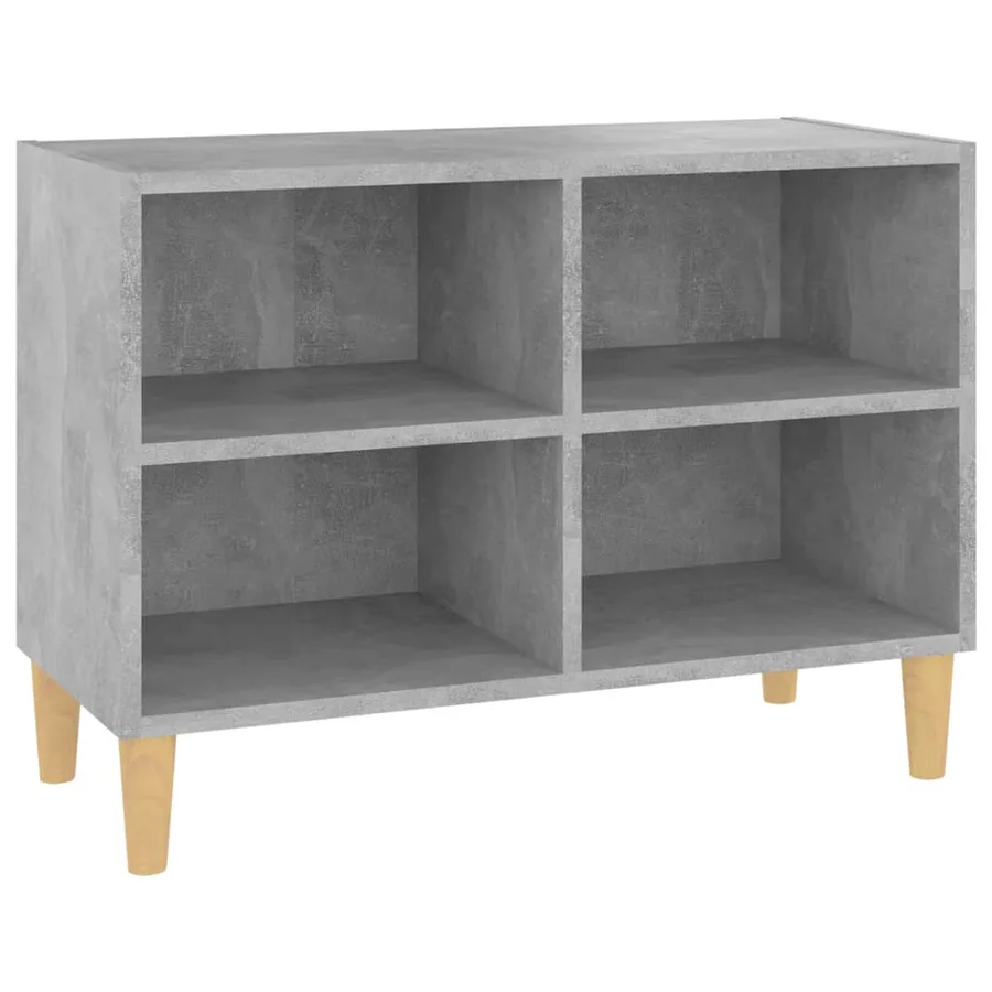 Meuble TV avec pieds en bois massif Gris béton 69,5x30x50 cm - 2