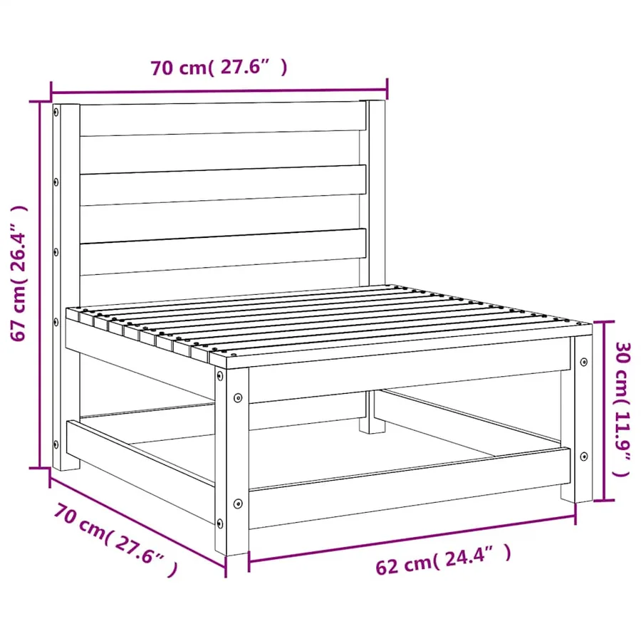 Salon de jardin 2 pcs blanc bois de pin massif - 10