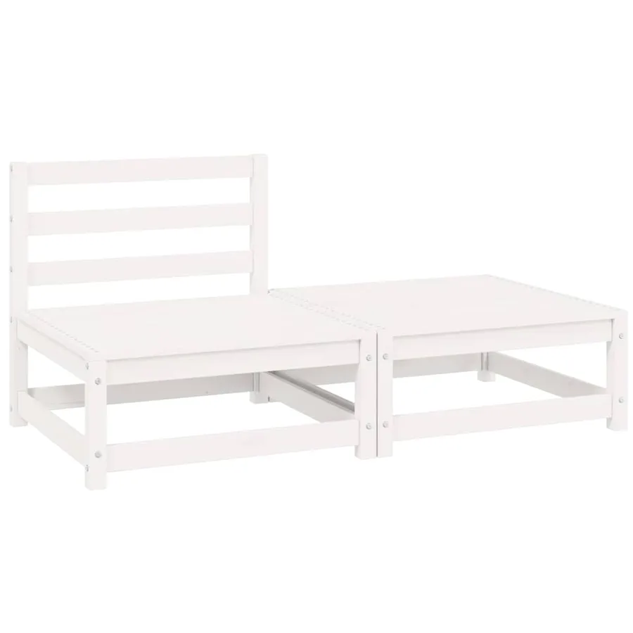 Salon de jardin 2 pcs blanc bois de pin massif - 2