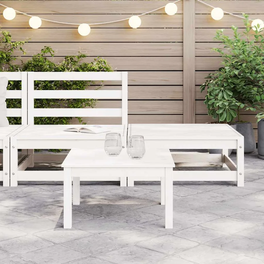Salon de jardin 2 pcs blanc bois de pin massif - 3
