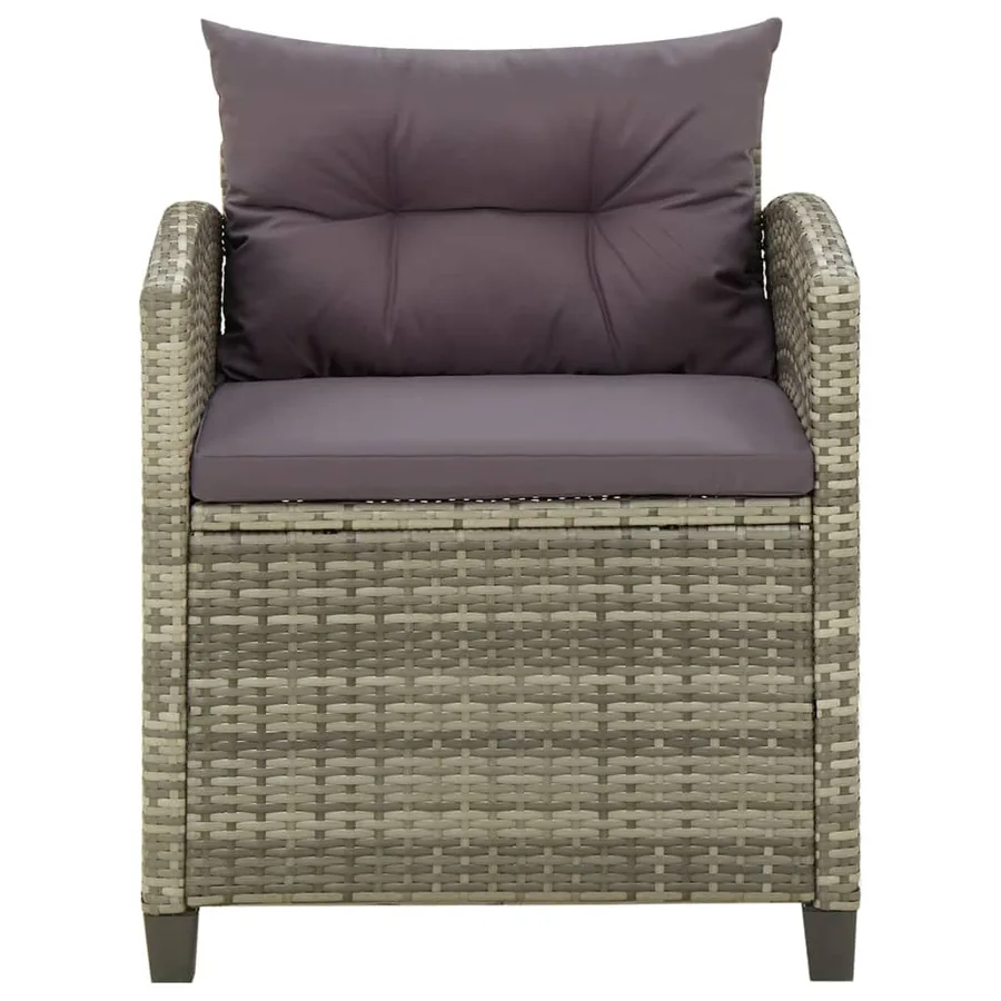 Chaise de jardin avec coussins Résine tressée Gris - 2