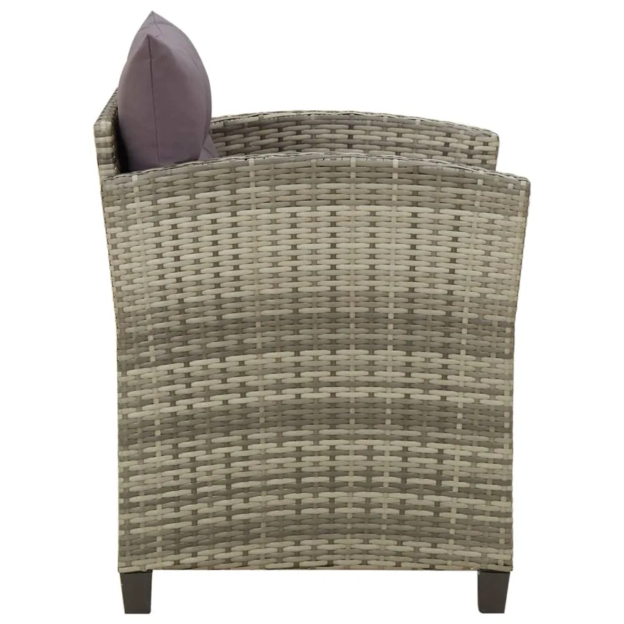 Chaise de jardin avec coussins Résine tressée Gris - 3