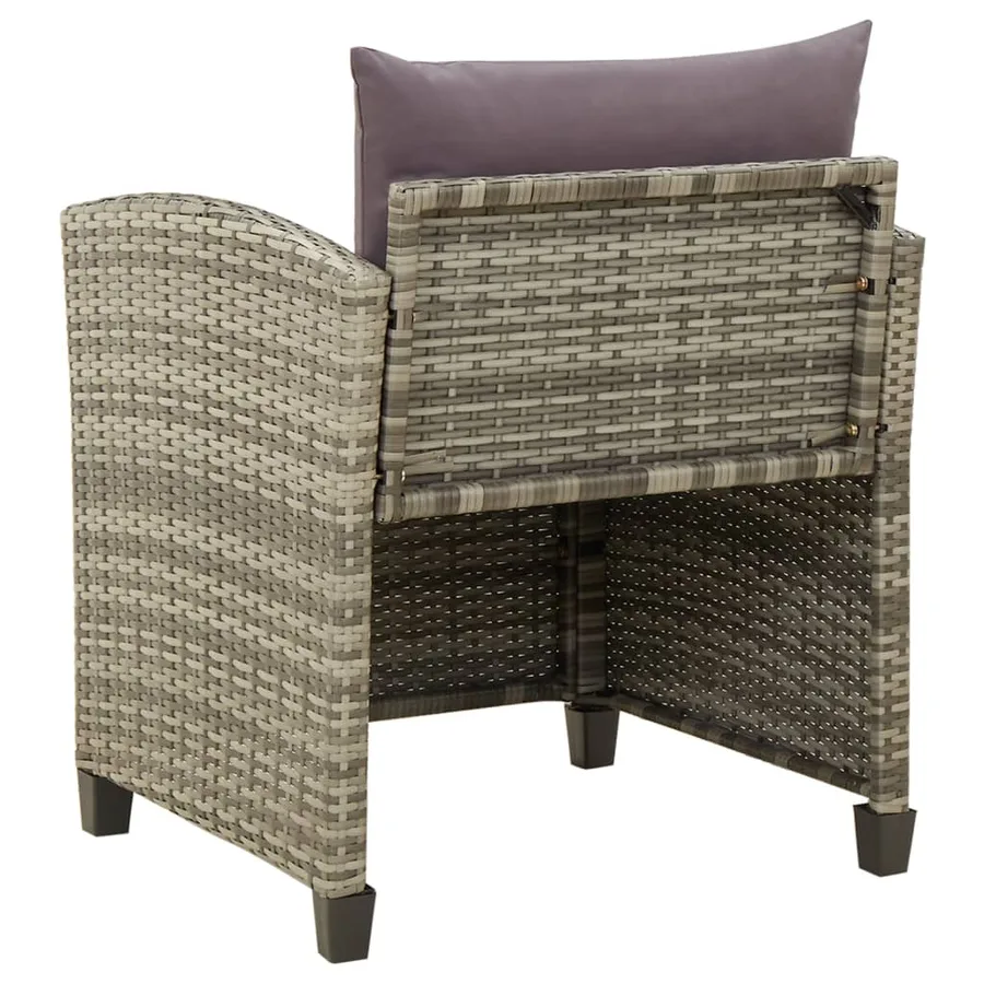 Chaise de jardin avec coussins Résine tressée Gris - 4